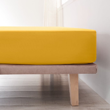 Sábana Ajustable Algodón - Basic Amarillo | Ropa para el hogar