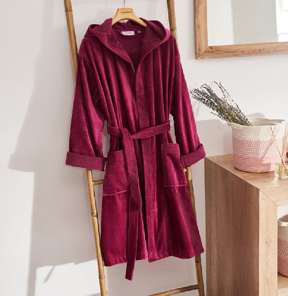 LA MALLORQUINA Albornoz Terciopelo - Basic LM Vino talla XL Vino talla XL