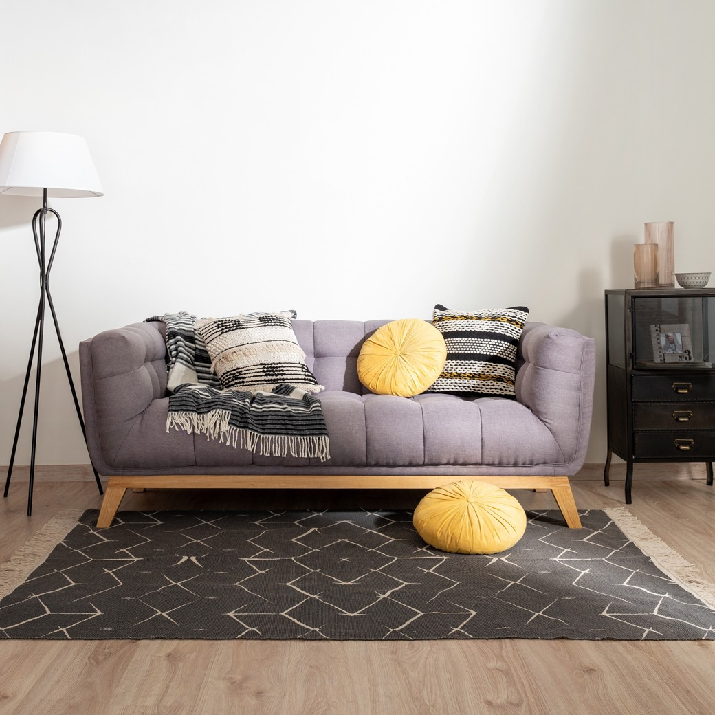 Manta para cama o sofá de 220x240 cm hecha de algodón color gris