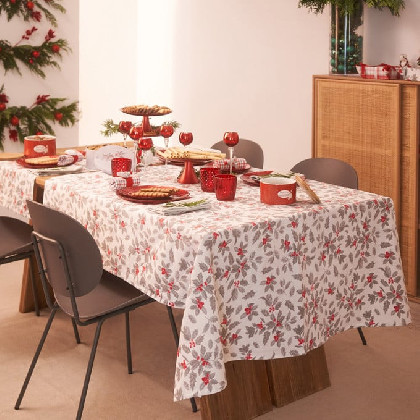 LA MALLORQUINA Mantel Algodón - Holly 4 Comensales - 150x150 cm Gris