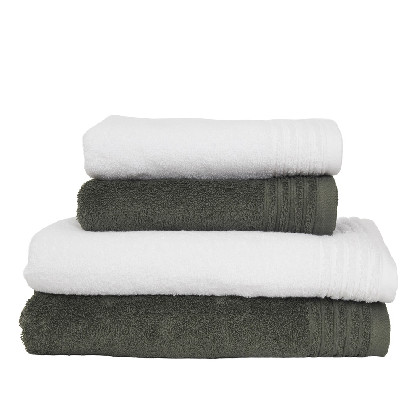 Set 4 Tovalloles cotó pentinat - Basic LM Blanc i Gris