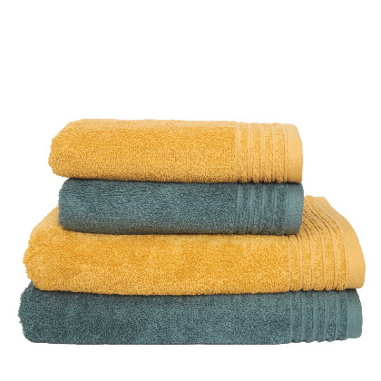 Combed cotton Towels Set 4 pieces - Basic LM Blue and Ochre