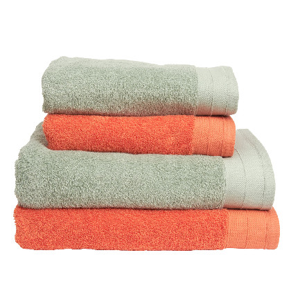 Set 4 Toallas algodón cardado - LMQ Naranja y Menta